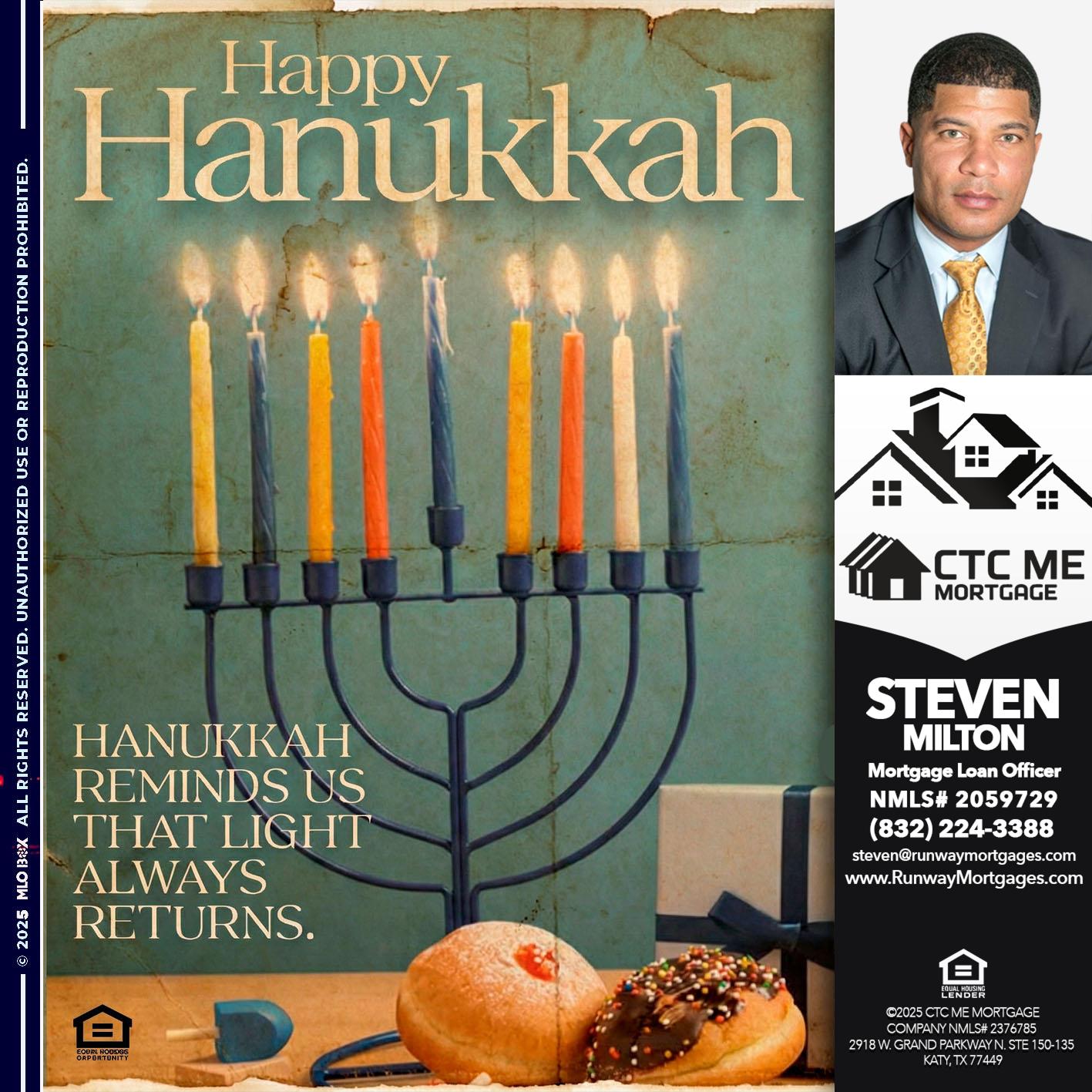 happy Hanukkah - Steven Milton -Mortgage Loan Officer
