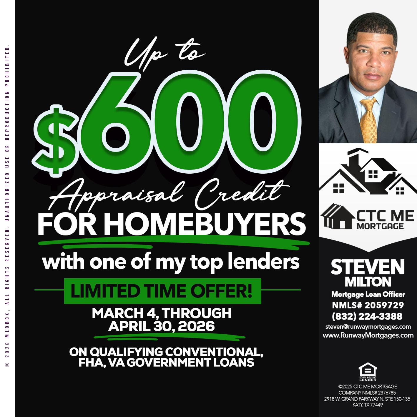 up to 600 - Steven Milton -Mortgage Loan Officer