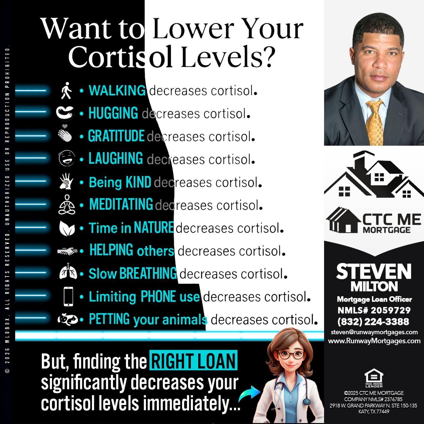Want to lower Your Cortisol Levels? - Steven Milton -Mortgage Loan Officer