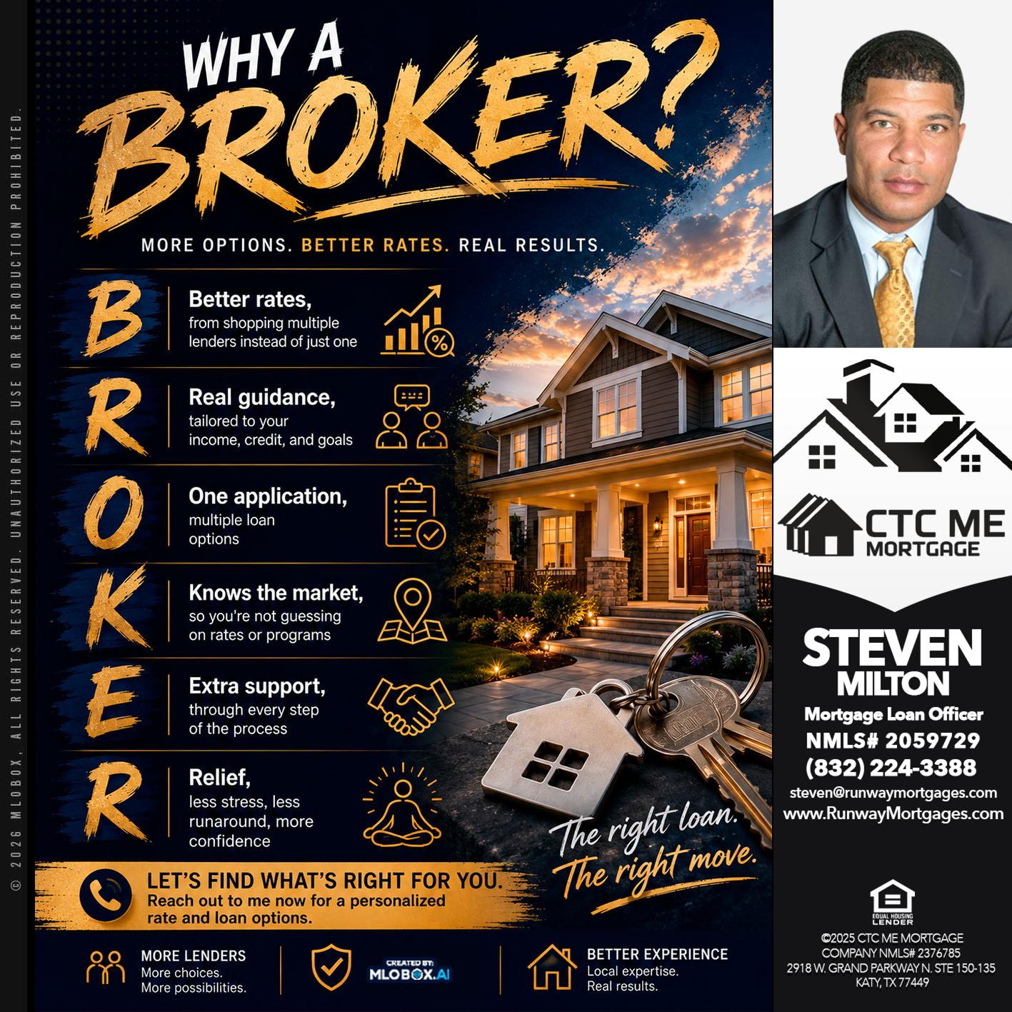 WHY A BROKER? - Steven Milton -Mortgage Loan Officer