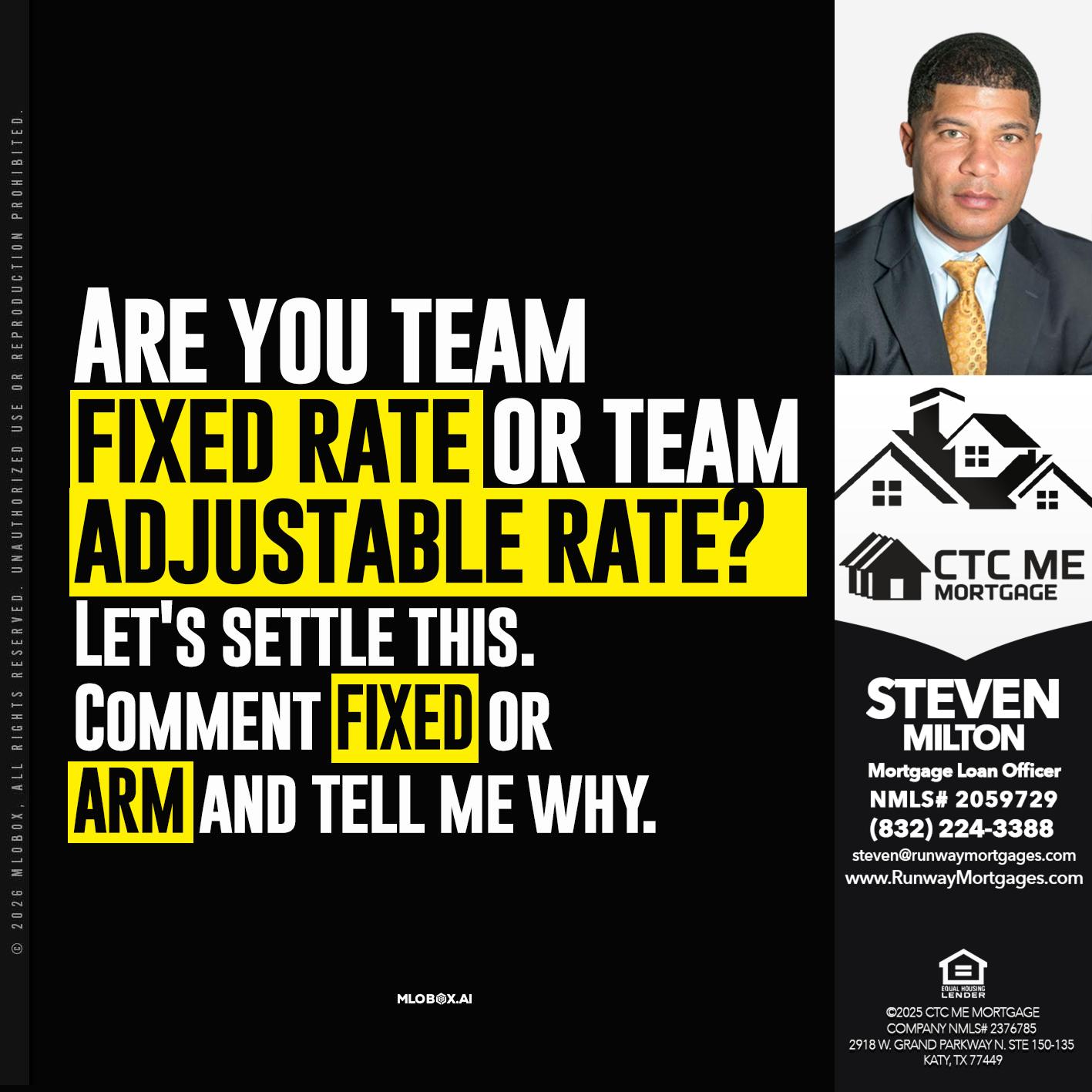ARE YOU TEAM - Steven Milton -Mortgage Loan Officer