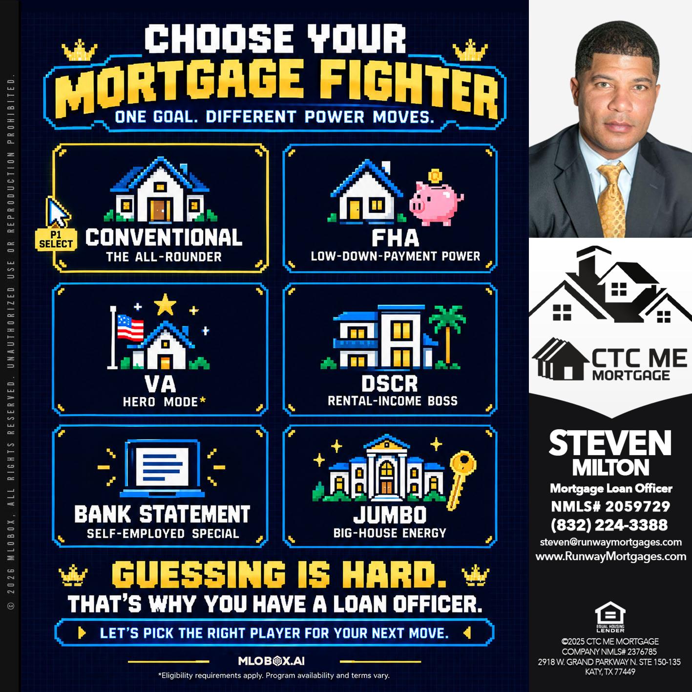 CHOOSE YOUR - Steven Milton -Mortgage Loan Officer